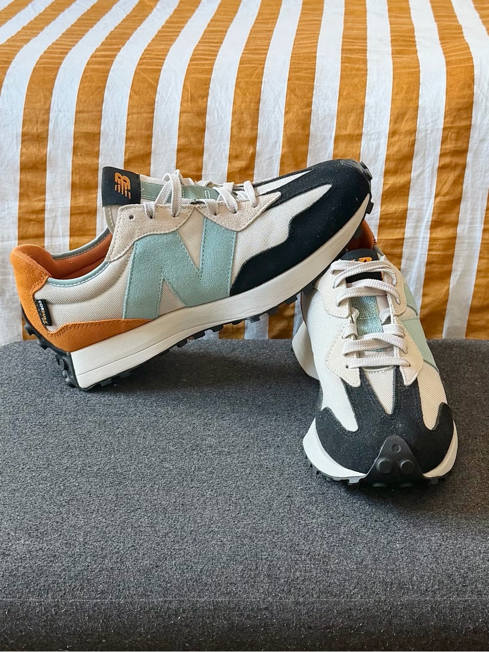 New Balance Men’s Sneakers in Cream, Black, Mint & Tan